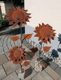 Edelrost Sonnenblume auf Stein in 3 Größen - Kraftisried