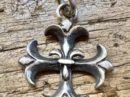 Fleur de Lys Cross Kreuz Anhänger 925 Silber tolle Handarbeit - Köln