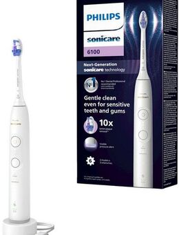 Philips Sonicare Elektrische Zahnbürste Series 6100 HX7400/01, Aufsteckbürsten: 1 St., mit visueller Andruckkontrolle, 5 Putzeinstellungen, inkl. Ladegerät