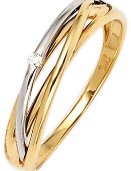 JOBO Solitärring, 585 Gold bicolor mit Diamant 0,02 ct.