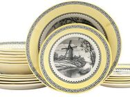 CreaTable Teller-Set Windmühle Gelb, Tellerset 18-tlg (18-tlg), 6 Personen, Steingut, Traditionell, Nostalgie