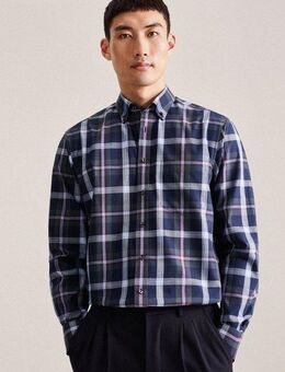 seidensticker Flanellhemd Regular Regular 1/1 Button-Down-Kragen Karo