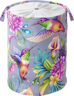 Sanilo Wäschekorb Kolibri, kräftige Farben, samtweiche Oberfläche, mit Deckel