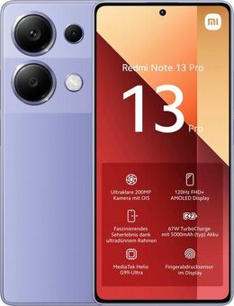 Xiaomi Redmi Note 13 Pro 8+256GB Smartphone (16,94 cm/6,67 Zoll, 256 GB Speicherplatz, 200 MP Kamera)