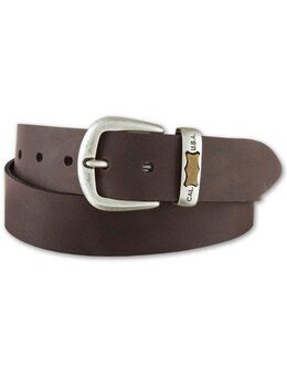 BERND GÖTZ Ledergürtel mit metallisch gelabeltem Western Branding