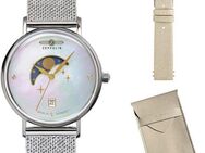 ZEPPELIN Quarzuhr Luna Moonphase 7133M-1_SET, (Set, 3-tlg., mit Wechselband und Ledertasche), Armbanduhr, Damenuhr, Edelstahlarmband, Made in Germany