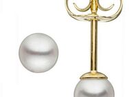 JOBO Paar Ohrstecker Ohrringe mit Perlen 4,5 mm, 585 Gold