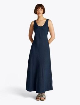 Tommy Hilfiger Maxikleid TEXTURED LINEN TANK MAXI DRESS mit Metalllabel,kühlendes Premium Leinen
