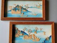 1 Paar Vintage Dioramen – chinesische Kork-Kunst - etwas ganz Besonderes, selten - Niederfischbach