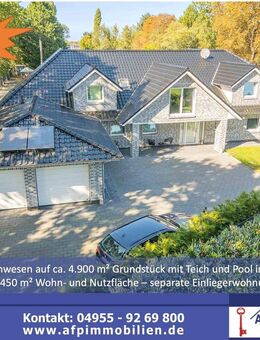 ***Modernes Anwesen - Haus mit Einliegerwohnung auf ca. 4.900 m² Grundstück mit Teich in Flachsmeer*** - Westoverledingen