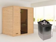 Karibu Sauna "Sonja" mit graphitfarbener Tür Ofen 9 kW integr. Strg, BxTxH: 196 x 146 x 198 cm, 38 mm