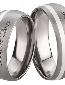 Breite Titanringe Silber T046 ohne Stein + Gravur - Aholming