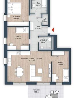 Sonnige Terrasse, privater Gartenanteil, Tageslicht-Bad, separates Dusch-WC, Nähe Dechsendorfer Weiher - Erlangen