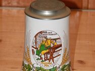 Andreas Pils Bierkrug mit Zinn Deckel Steinzeug Steingut Keramik 0,5 L neuwertig - Borken