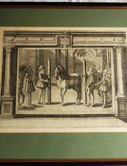 1624 Altmeister Kupferstich Crispin de Passe Reitschule Reiten Pferd Soldat König Paris - Nürnberg