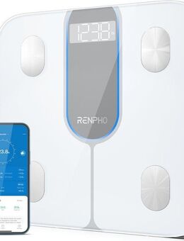 RENPHO Körper-Analyse-Waage Elis 1C Smart Body Scale A033, Smarte Körperanalysewaage mit 13 essentiellen Körpermessungen