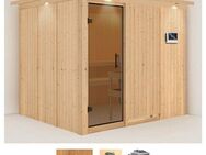 Karibu Sauna Gitte, BxTxH: 245 x 210 x 202 cm, 68 mm, (Set) 9-kW-Ofen mit externer Steuerung