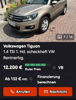 VW Tiguan , 1.Hand , NICHTRAUCHER ❗10.900,00 € FP * - Eggenstein-Leopoldshafen