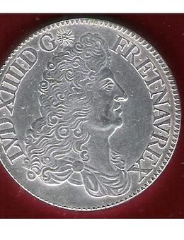 Silbermünze, antike Silbermünze aus dem Jahr 1687, König Ludwig XIV. (1643 - 1715), 1 ECU. - Laatzen