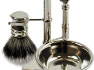 Golddachs Rasierset, 4-tlg., Messing verchromt
