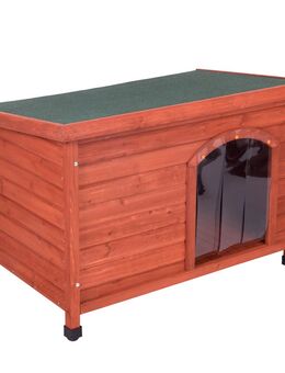 Spar-Komplettset: Hundehütte Woody Flachdach mit Isolierung - Größe L: B 115 x T 76 x H 80 cm
