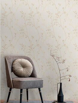 A.S. Création Vliestapete Pure Elegance Tapete mit Blätterranken Mustertapete Floral Blattmotiv, strukturiert, matt, (1 St), Vliestapete Blatt-Motiv für Schlafzimmer Küche Wohnzimmer Blätterranke