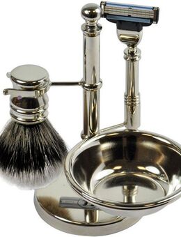 Golddachs Rasierset, 4-tlg., Messing verchromt
