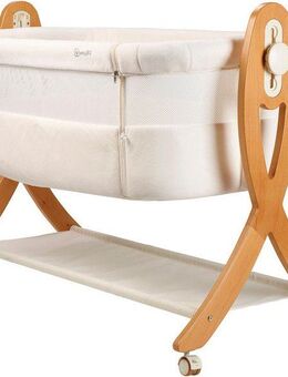 BabyGo Beistellbett SidebySide, weiß/beige, mit Schaukelfunktion