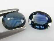 1,29 ct - Augenreine, 2 x Africa Blue Saphire , Oval Faced - Neubrandenburg