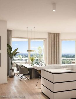 4-Zi.-Eck-Whg.: großzügiger Wohn-Essbereich mit Parkblick, 2 Bäder u. umlaufender Balkon - München