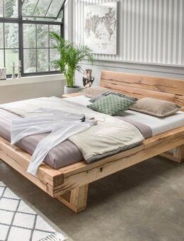 Home affaire Massivholzbett Ultima Balkenbett Doppelbett, Füße mit Kufenform (hohe Belastbarkeit: 200kg je Seite), FSC®-zertifizierte Wildeiche oder Fichte, viele Breiten zur Auswahl