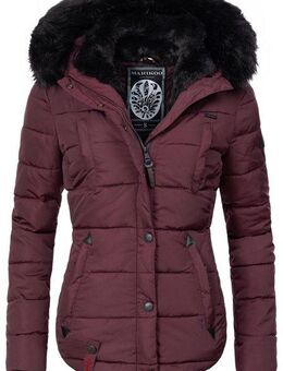 Marikoo Steppjacke Lotusblüte hochwertige Winter Jacke mit edler Kunstpelz Kapuze