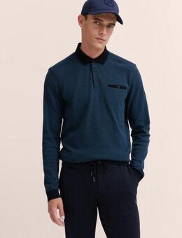 bugatti Langarm-Poloshirt mit Strukturkragen