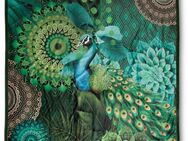 Plaid Agatha, hip, Weich, Kuscheldecke, 130x160 cm, Wendeoptik, Mandala, Pfau, Grün