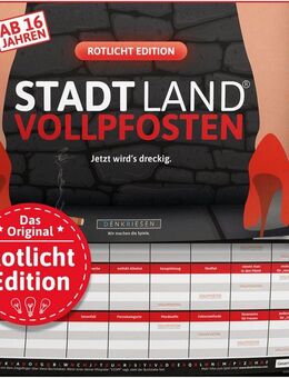 Denkriesen Spiel Stadt Land Vollpfosten, Rotlicht Edition A4 Block, Erwachsenenspiel, Made in Germany