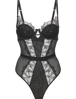 LASCANA Stringbody aus edler Spitze und schimmerndem Soft-Mesh, sexy Dessous