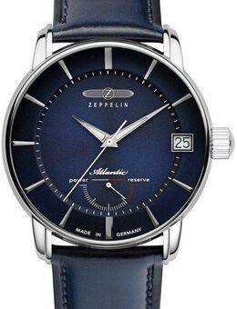 ZEPPELIN Automatikuhr Atlantic Automatic Power Reserve ETA A07 8416-3, Armbanduhr, Herren, Datum, Saphirglas, Lederarmband, Made in Germany