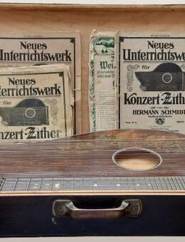 Wunderschöne alte Zither mit ungewöhnlicher Bemalung, mindestens 100 Jahre alt –Hersteller Meinel & Herold - Niederfischbach