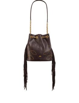 Marc Cain Beuteltasche Collections, Damen Umhängetasche, Fransentasche, Western Bag mit Nieten verziert