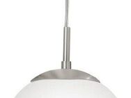 EGLO Hängeleuchte RONDO Pendellampe, Metall in silber, Glas in Opal matt weiß, E27, Leuchtmittel wechselbar, ohne Leuchtmittel, Esszimmerlampe, zeitloses Design, modern, schlicht, 110x20cm
