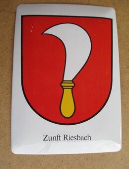 Sächsiilüüte Zunftwappen Riesbach 1887 Postkarte aus Blech - Volketswil