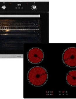 exquisit Backofen-Set BAKO76601H, mit Teleskopauszug nachrüstbar, autark einbaubar-Ofen mit Heißluft,Kochfeld mit Sensorbedienung