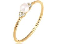 Elli DIAMONDS Verlobungsring Verlobung Perle Diamant (0.03 ct) 585 Gelbgold