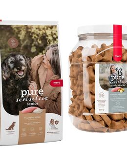 mera pure sensitive Kombi-Paket: 12,5 kg Trockenfutter + 3 x 600 g Goody Snacks - Senior Truthahn & Reis 12,5 kg + Goody Snacks Truthahn & Kartoffel 3 x 600 g