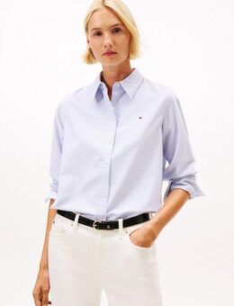 Tommy Hilfiger Hemdbluse OXFORD RELAXED FIT SHIRT mit Hemdblusenkragen und Stickerei mit Streifen