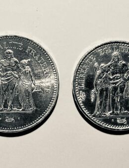 2 Silbermünzen 50 Francs 1977+ 10 Francs 1966 Hercules Frankreich - Mannheim