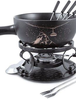 SWISSMAR Fondue Gruyére, 2,65 l, Käsefondue, Keramik/Schmiedeeisen, 9-teilig, inkl. 6 Fonduegabeln