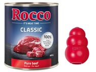 6 x 800 g Rocco Classic + KONG Classic gratis! - Rind pur + Spielzeug L (10 cm)