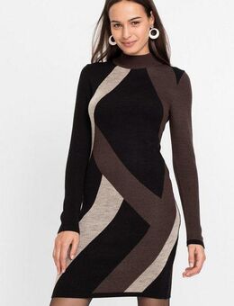 bonprix Strickkleid Jacquard-Strickkleid mit modernen Streifen