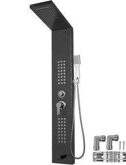 5 in 1 Duschsäule Kopfbraus Regenduschensäule Edelstahl Hydromassage Wasserfall Handbrause(Schwarz,Separate) - Wuppertal